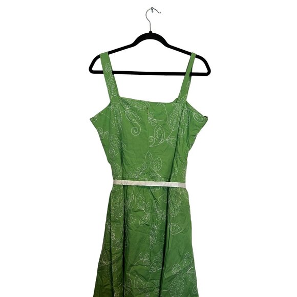 Danny & Nicole Green Floral Midi Dress Sleeveless Womens Size 14 Polyester Cotto - Picture 3 of 6